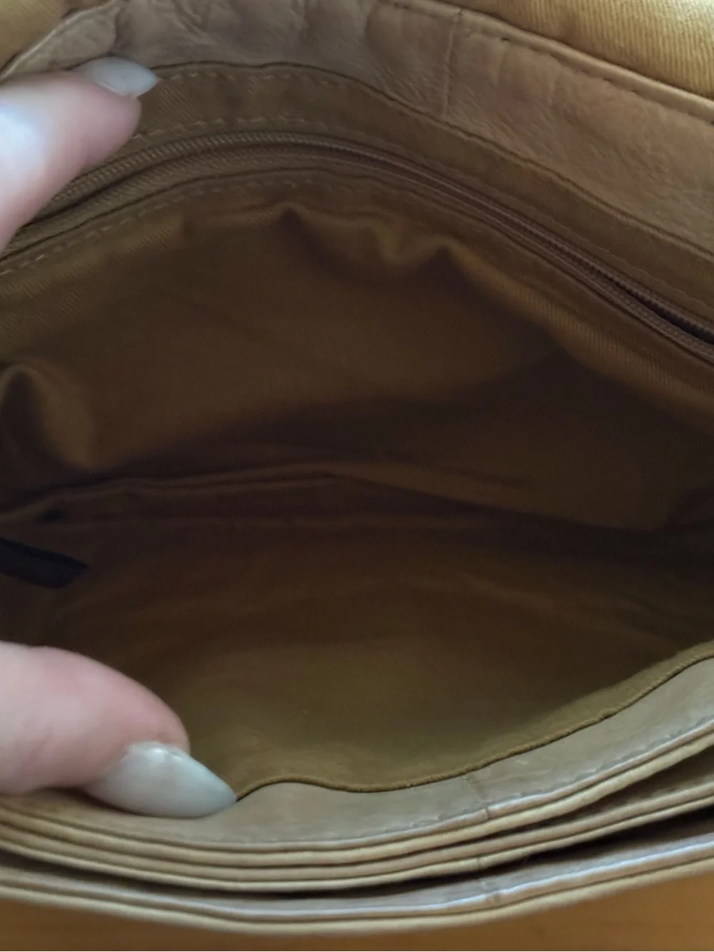 Soft Woven Leather Crossbody Bag in Tan